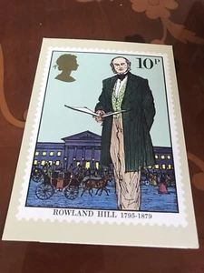 Rowland Hill PHQ Card with a Hand Stamped  Minature sheet on the reverse - Picture 1 of 2