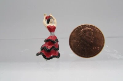 Кукольный домик миниатюрная статуэтка танцовщицы фламенко - ручная роспись - металл MUL4558 - Изображение 1 из 2