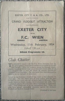 Exeter City v FC Wien Grand Floodlit Attraction 17th February 1954 - Image 1 of 3