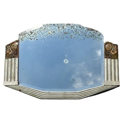 SUBLIME ANTIQUE 1920'S ART DECO NEW YORK FAN MIRROR WITH HEAVILY FOXED PLATE - Image 1 of 4