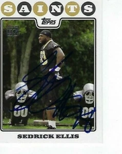 Topps #394 2008 firmado por Sedrick Ellis - Santos de Nueva Orleans - Imagen 1 de 1