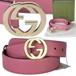 CINTURÓN GUCCI ‎546386 BLONDIE GG LOGO DORADO HEBILLA CUERO ROSA talla 90/36 - Imagen 1 de 11
