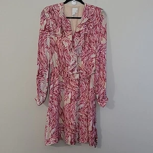 New 2b RYCH Beige Pink Tropical Silk Mini Dress Sz 2 - Picture 1 of 9