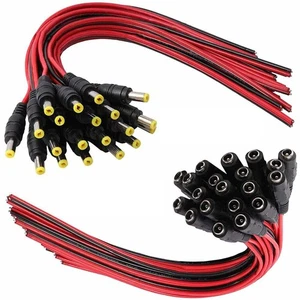 5.5x2.1mm Female Male DC Power Socket Jack Connector Cable Plug Wire CCTV Lot - Picture 1 of 13