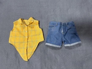 AMERICAN GIRL OF TODAY PICNIC OUTFIT YELLOW TOP & DENIM SHORTS PLEASANT COMPANY - Bild 1 von 9