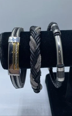 Paquete de joyas surtidas de acero inoxidable en tono plateado 3 piezas 288,2 g Foto 1 de 4