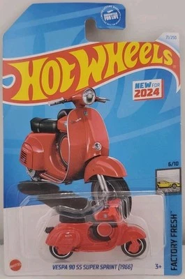 Hot Wheels 2024 Red Vespa 90 SS Super Sprint 1966 Moped Toy Bike New  - Image 1 of 3