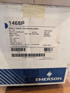 1/20 hp 1550 RPM 1-Speed 115/208-230V; 5.0" Blower Motor  Emerson # 1468P  - Picture 1 of 5