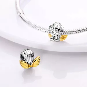 Guardian Angel Wing Gold Girl Charm Genuine Sterling Silver 925 Mum Wife - Picture 1 of 1