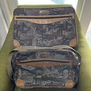 2 Piece Vintage Jordache Luggage Travel Tote Carry On 90's Bag Aztec VNTG - Picture 1 of 13