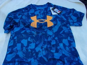 NWT Under Armour T, Boys XS, L, XL, loose fit, blue, with print, 100% polyester - Picture 1 of 4
