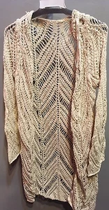 $103 NWT LA Made Brand Long Sleeve Crochet Solid Creme Long Cardigan XS - Imagen 1 de 1