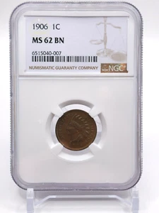 1906 NGC MS62BN Indian Head Cent (063DM) - Picture 1 of 2
