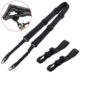 Tactical Adjustable 2 Point Rifle Gun Sling Strap with 2 PCS Sling Mount Adapter - Picture 1 of 13
