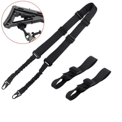 Tactical Adjustable 2 Point Rifle Gun Sling Strap with 2 PCS Sling Mount Adapter - Image 1 of 4