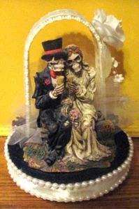 You Go, Ghoul! 8.5" Tall Skeleton Wedding Cake Topper•6" Diam•Artstyle Caketops - Picture 1 of 4
