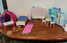 New ListingBarbie Doll Pink Bedroom Furniture set, Kitchen Mattel 2002, Tent Campsite 2010