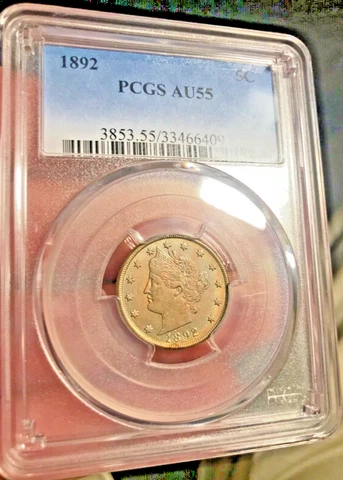1892 Liberty nickel , PCGS AU55,  pretty toning Cover
