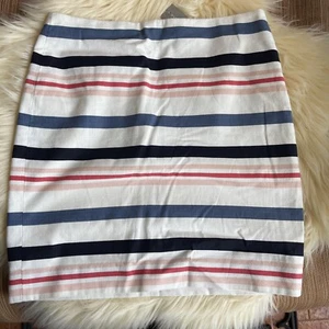 NWOT ANN TAYLOR PETITE Striped A-Line Short Career COTTON Skirt 2P MULTICOLOR - Picture 1 of 3