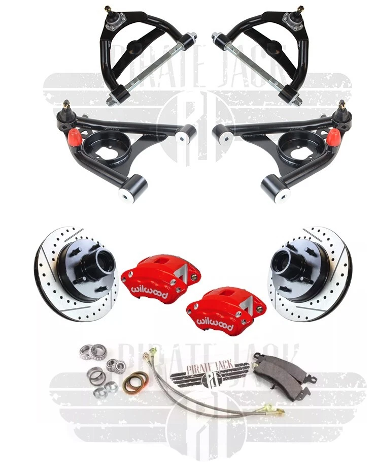 Brazos de control y kit de frenos delanteros Chevy Monte Carlo 1978-1988 pinzas rojas Wilwood Foto 1 de 4