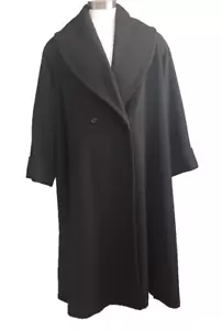 Vtg Vestimenta Spa 100% Camel Hair Trench Coat black Double button Shawl collar - Picture 1 of 14