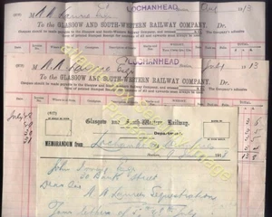 1913 LOCHANHEAD STATION Glasgow E South Western Railway Waybills E Memo Letter - Picture 1 of 1