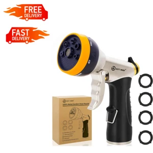 Garden Nozzle Sprayer, High Pressure Spray Nozzle, 100% Metal Water Hose Nozzle, - Picture 1 of 8