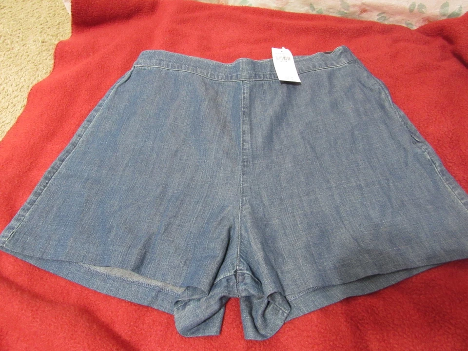 ABERCROMBIE & FITCH, NEW JUNIOR'S BLUE COTTON BL NO POCKET SIZE ZIP SHORTS, SZ M - Image 1 of 4