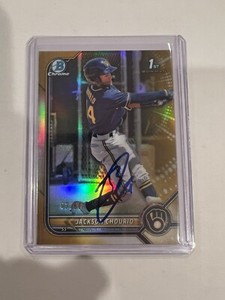 2022 Bowman Chrome 1st Jackson Chourio Gold Auto 43/50 MilwaukeeBrewers Prospect