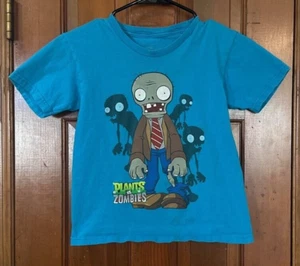 Zombies Youth Shirt Size Medium Blue Short Sleeve Plants Vs Zombies - Picture 1 of 4