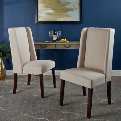 GDFSTUDIO Rory Contemporary Fabric Upholstered Wingback Dining Chairs (Set of 2)