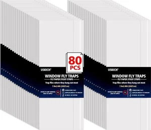 Window Fly Traps For Indoors, 80 Pack Clear Fly Paper Sticky Fly Strips For Home - Picture 1 of 12