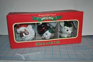 NEW Christopher Radko S/3 SHINY BRITE Xmas ORNAMENT Mrs Claus SANTA REINDEER Sil - Picture 1 of 4