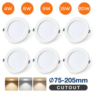 6x Recessed LED Ceiling Lights 4-20W Ultra Slim Round Panel Spot Downlights 230V - Picture 1 of 18