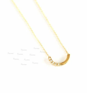 14K Gold 0.05 Ct. Lab-Created Diamond Horseshoe Charm Pendant Necklace - Picture 1 of 1