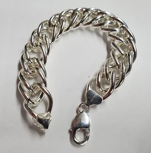 925 Sterling Silver Italy 18mm Oval Link Chain Bracelet 8-1/4" - Picture 1 of 5