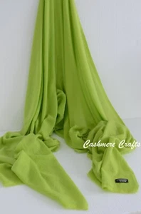 Neon Green Cashmere Scarf Shawl Stole Wrap Throw Neon Green Pashmina Nepalese - Bild 1 von 6