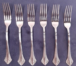 6 Dinner Forks Towle COLONIAL PLUME 18/8 Stainless Germany 8 1/8" - Picture 1 of 3