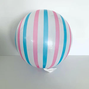 Palloncini rotondi Bubble BoBo nuovi 18" vuoti con strisce colorate blu e rosa - Foto 1 di 2