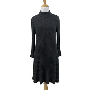 Michael Stars Swing Sweater Dress Womens S Small Rib Mock Neck Bodycon Charcoal - Picture 1 of 14
