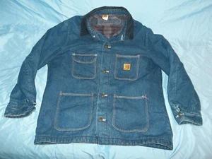 Vtg WRANGLER BIG BEN DENIM BLUE BLANKET LINED WORK CHORE JACKET Size 46 - Picture 1 of 10