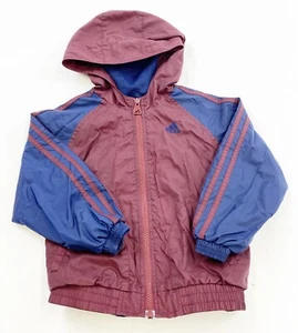 Vintage Adidas Windbreaker Jacket Youth Large Maroon Blue Full Zip - Picture 1 of 5