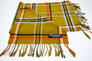 Hecho en Escocia 100% Cachemira Beige Borgoña Tartán Cuadros Flecos Bufanda 67" - Imagen 1 de 4