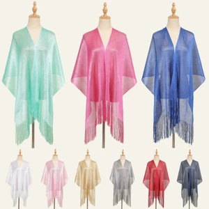 Metallic Lurex Wedding Shawl for Bridesmaid Evening Party Scarf for Women - Picture 1 of 24