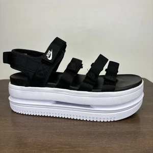 New Nike Icon Classic Sandal Black White Platform Wedge DH0224-001 Women Size 8 - Picture 1 of 8