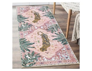 2x6 Tropischer Bengal Tiger Teppich Dopamin Neu Rosa Boho Maximalist - Bild 1 von 3