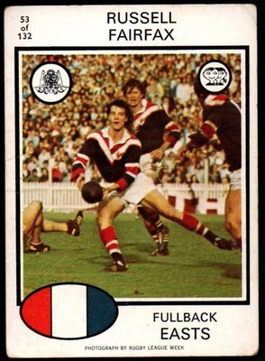 SCANLENS RUGBY LEAGUE CARDS 1975-53 RUSSELL FAIRFAX EASTERN SUBURBS - image 1 of 3
