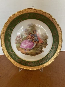 LIMOGES Castel Fragonard Romantic Scene 10” Porcelain Plate Gold Edges France - Picture 1 of 6