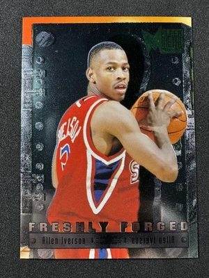 1996-97 Fleer 金属 ALLEN IVERSON 新鲜锻造 #8 共 15 新秀 RC 76ers — 第 1/2 张图片