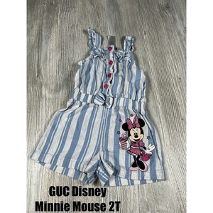 Minnie Mouse Striped Romper with pink glitter detail size 2T - Picture 1 of 2